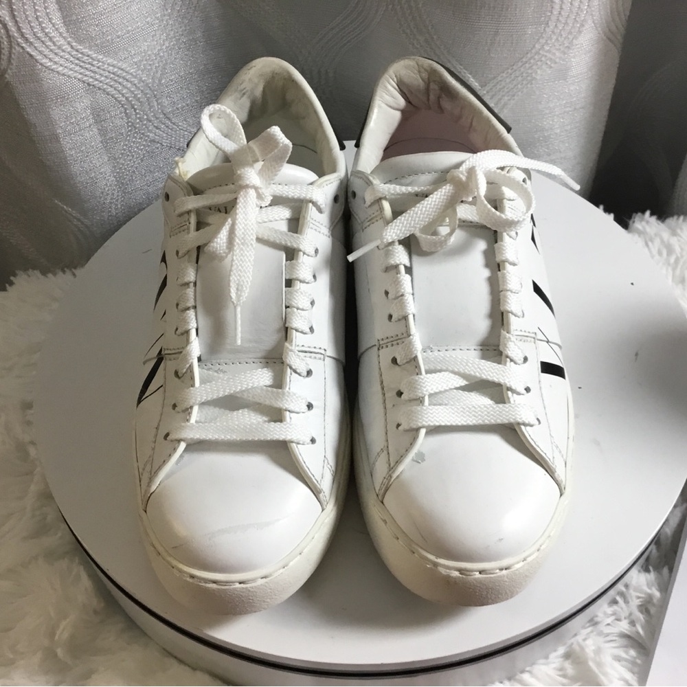 Valentino Garavani White Leather Sneakers with Gold Stamp